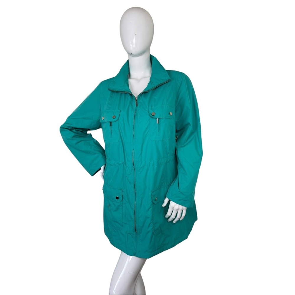 Style&Co sport teal quartz raincoat peacock sporty beautiful jacket sz 1X NWT - Picture 4 of 16